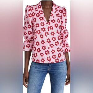 Kitri Floral Button-Front Pink and Red Top